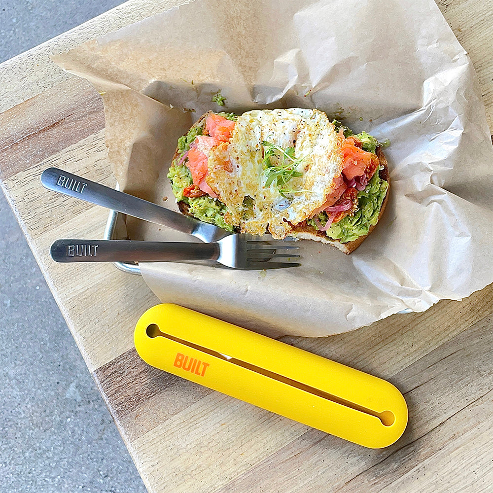 Built Silicone Utensil Case With Stainless Steel Utensils