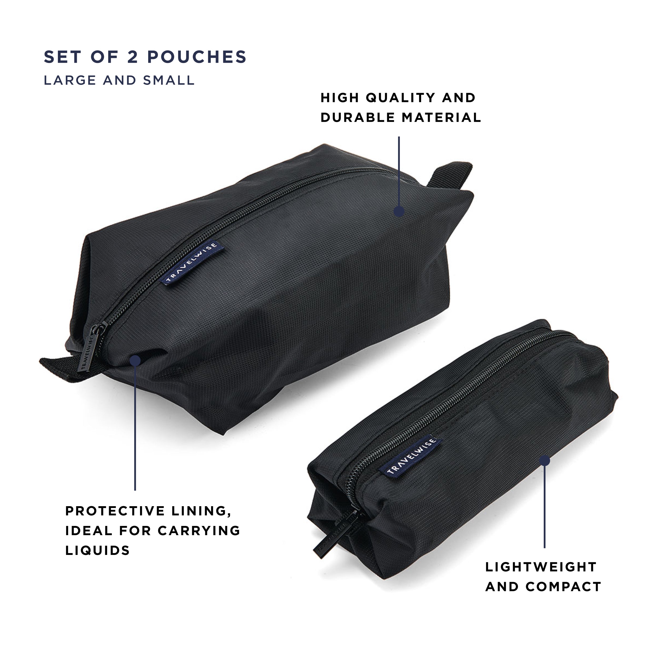 TravelWise 2-Piece Wrap Around Zip Toiletry Bag Set