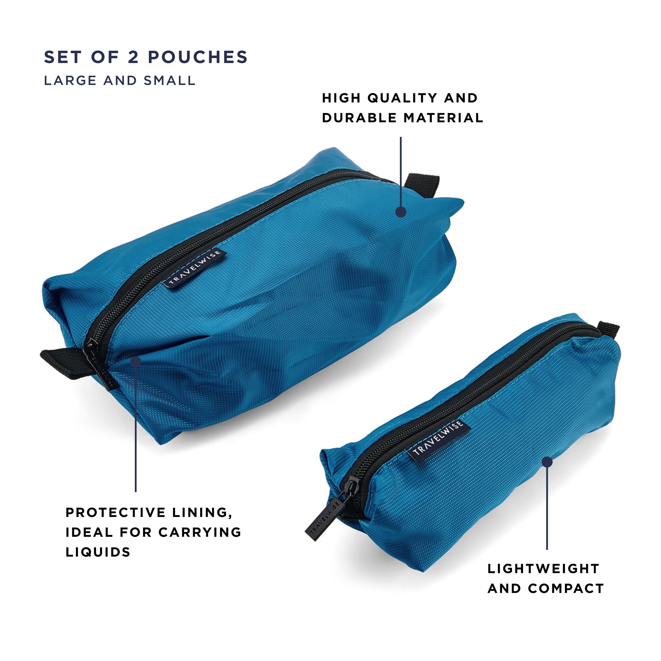 TravelWise 2-Piece Wrap Around Zip Toiletry Bag Set