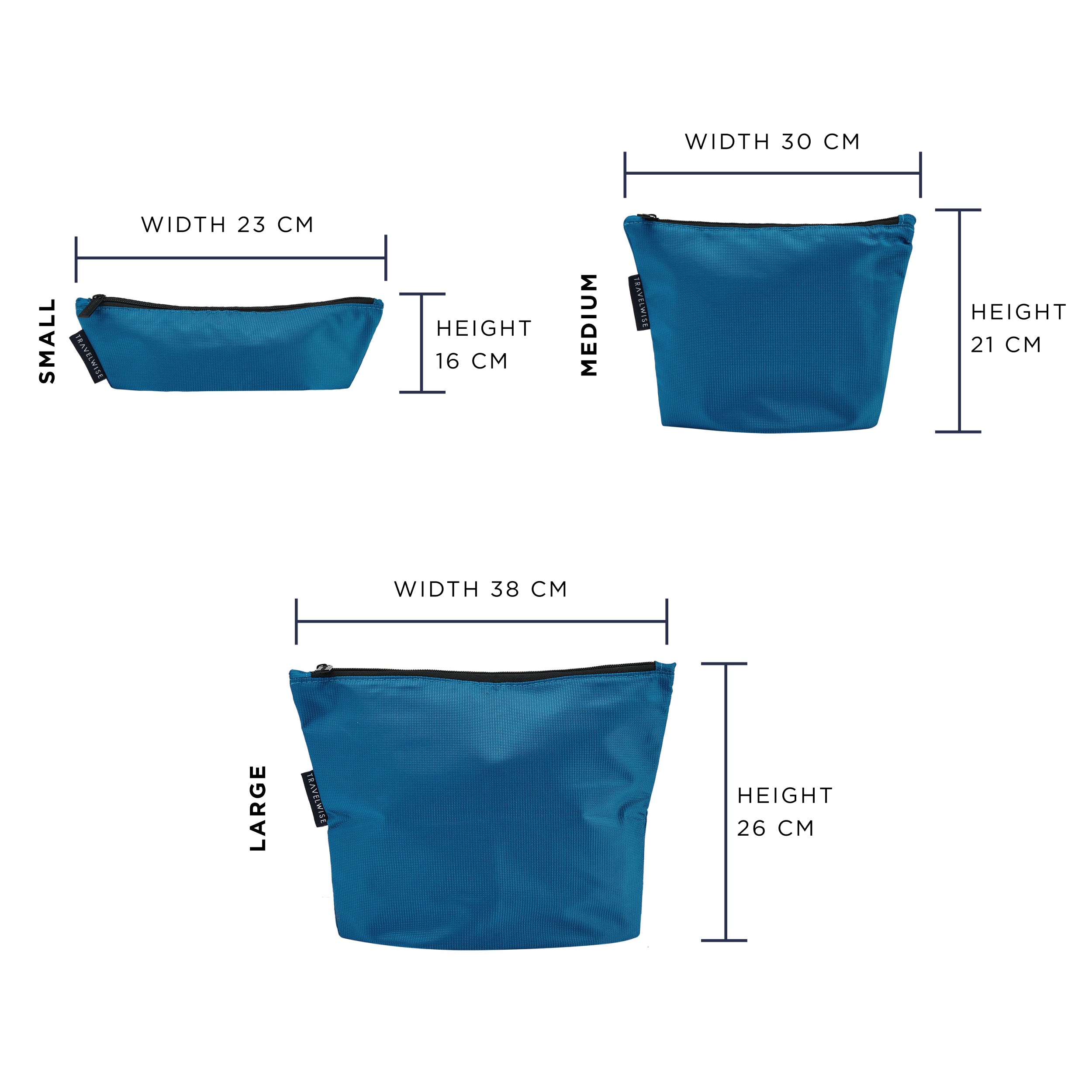 TravelWise 3 Piece Top Zip Pouch Set
