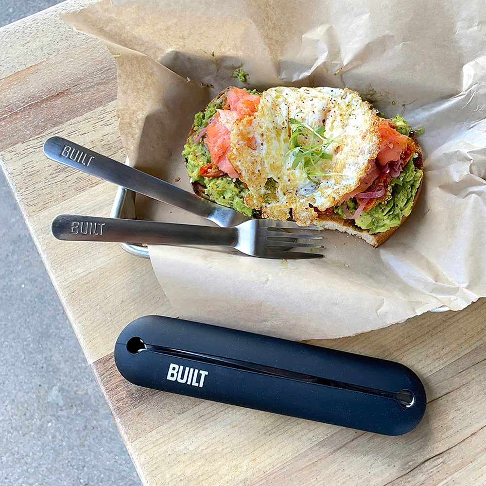 color::Black |Built Silicone Utensil Case With Stainless Steel Utensils